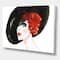 Designart - Red Head Lady In Hat Portrait of Woman - Modern Canvas Wall Art Print